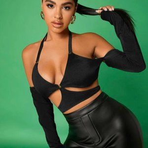 Black cut out top